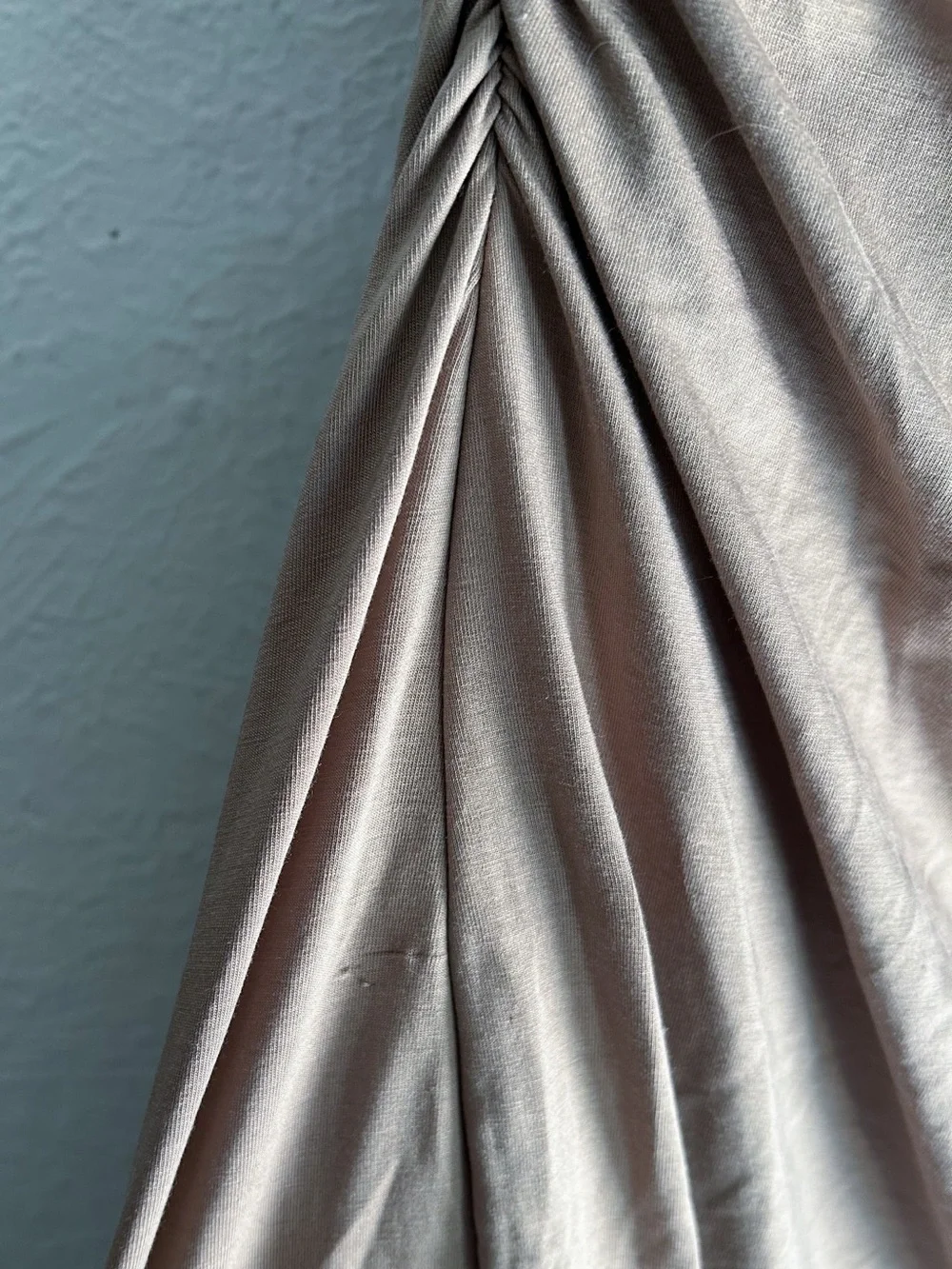 Abercrombie & Fitch Ava Knit Modal Blend Ruched Maxi Dress Taupe Small